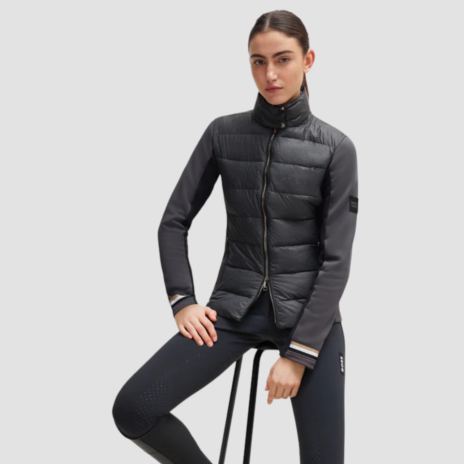 BOSS Equestrian Ruby Hybrid Puffer Jacke Grey