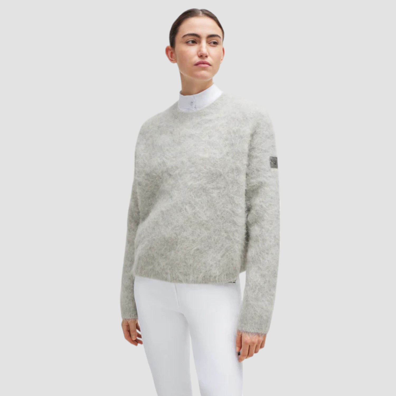 BOSS Equestrian Pearl Luxury Knitwear Jumper Grey