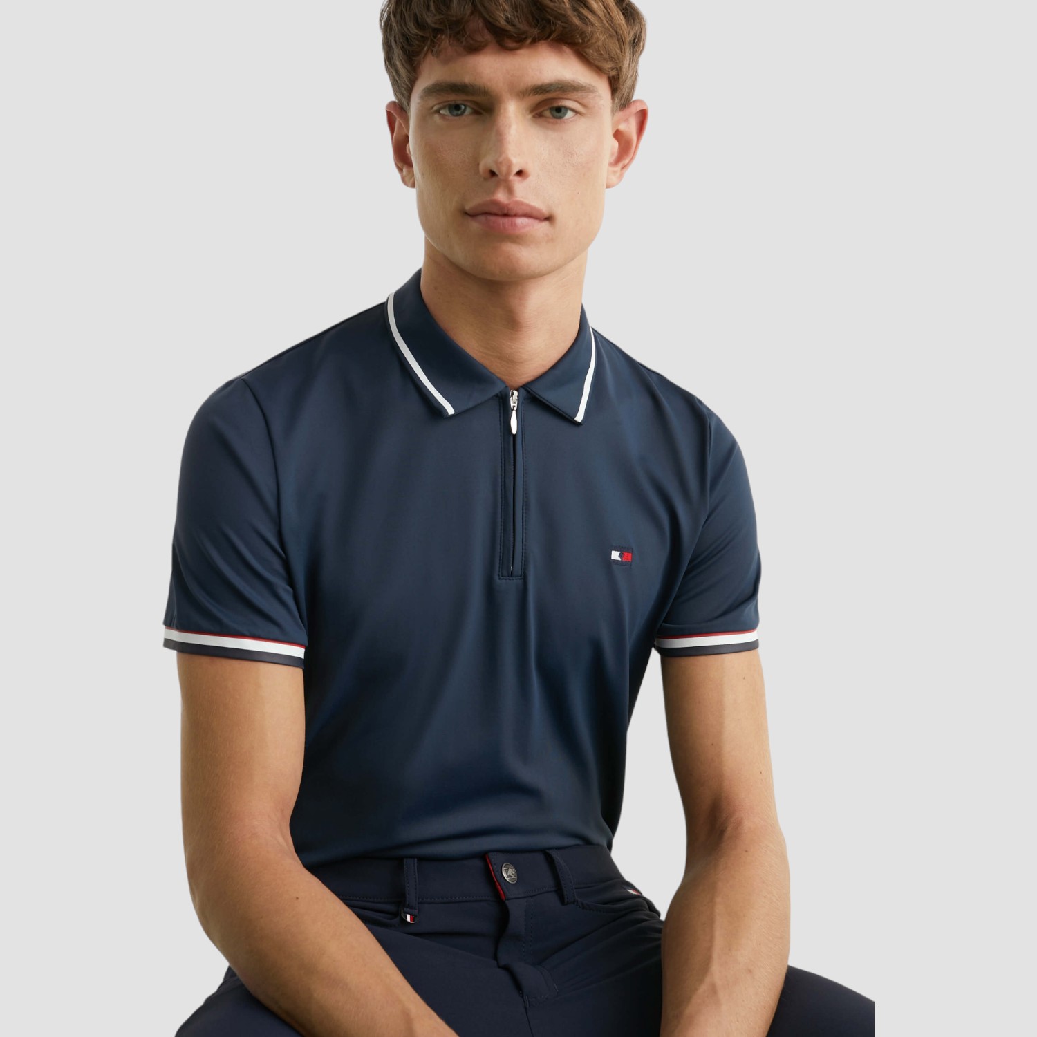 Tommy Equestrian Performance Zip Poloshirt desert sky