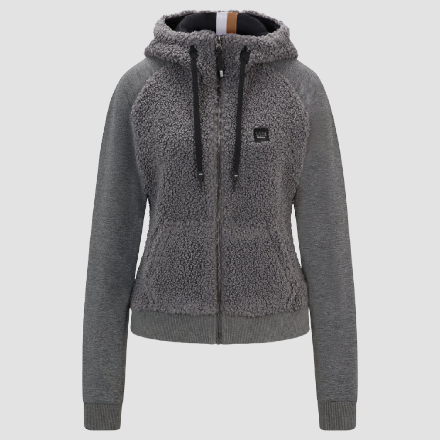 BOSS Equestrian Riva Teddy Hybrid Zip Hoodie Grey