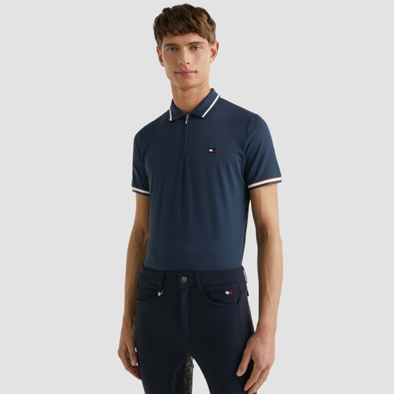 Tommy Equestrian Performance Zip Poloshirt desert sky