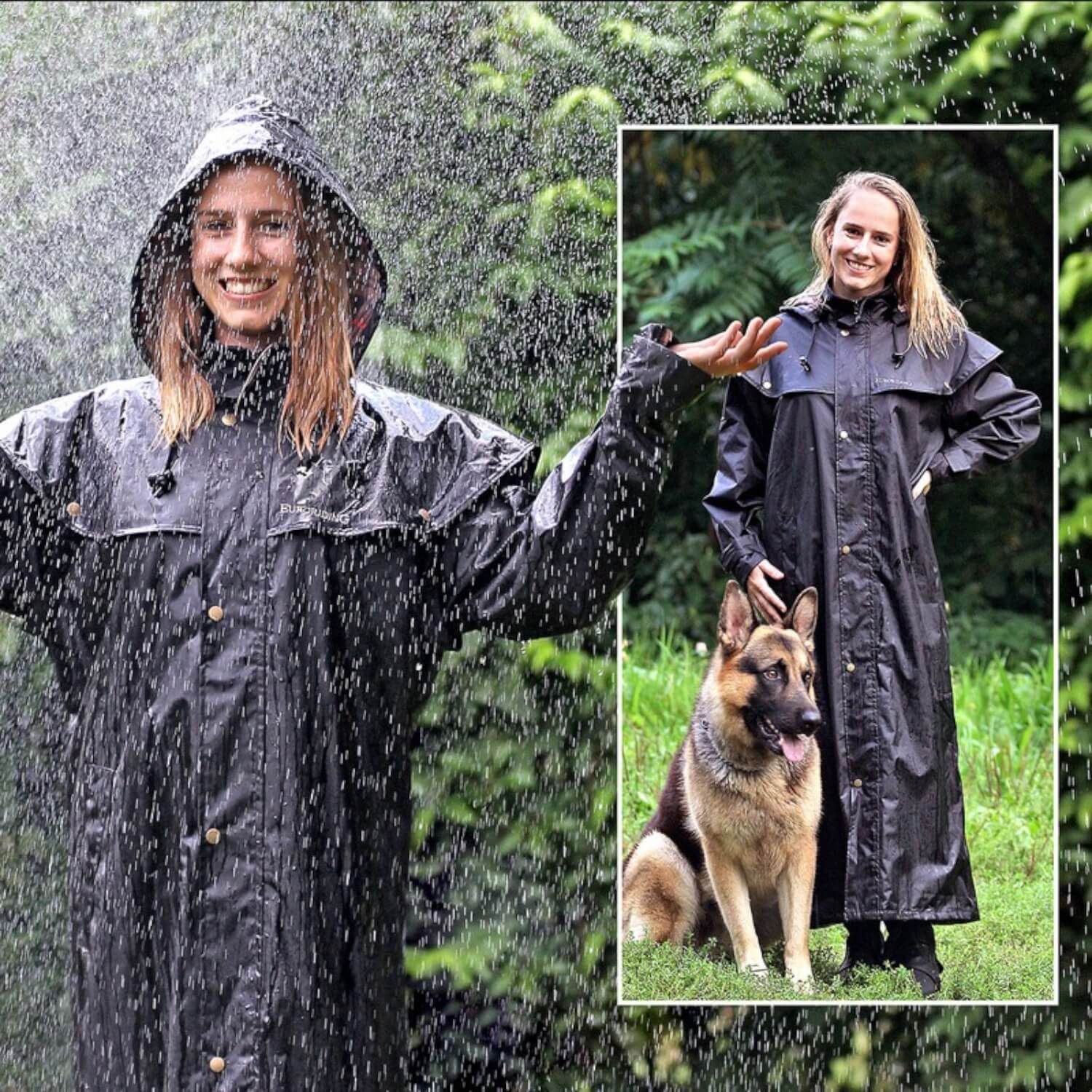 Euroriding Reitmantel Hamburg wasserdicht schwarz